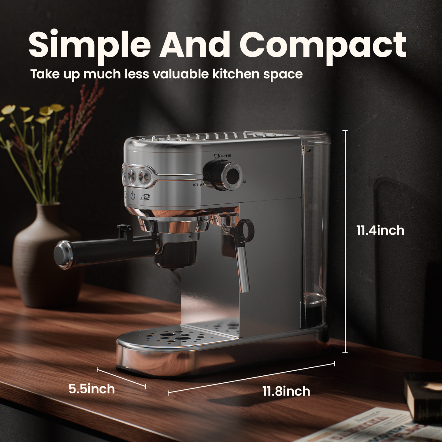 JZ.CAFE 20Bar Coffee Maker for NS Original Pods with Foaming Steam Wand