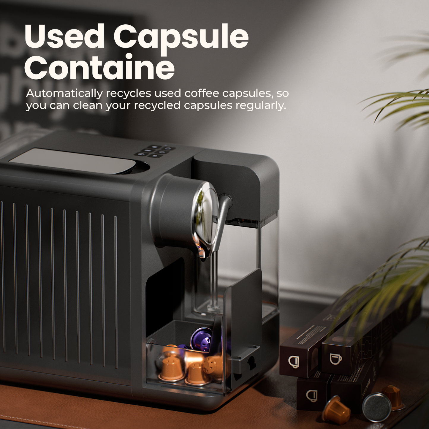 JZ.CAFE Espresso Machine with Integrated Automatic Milk Frother for Nespresso Capsules