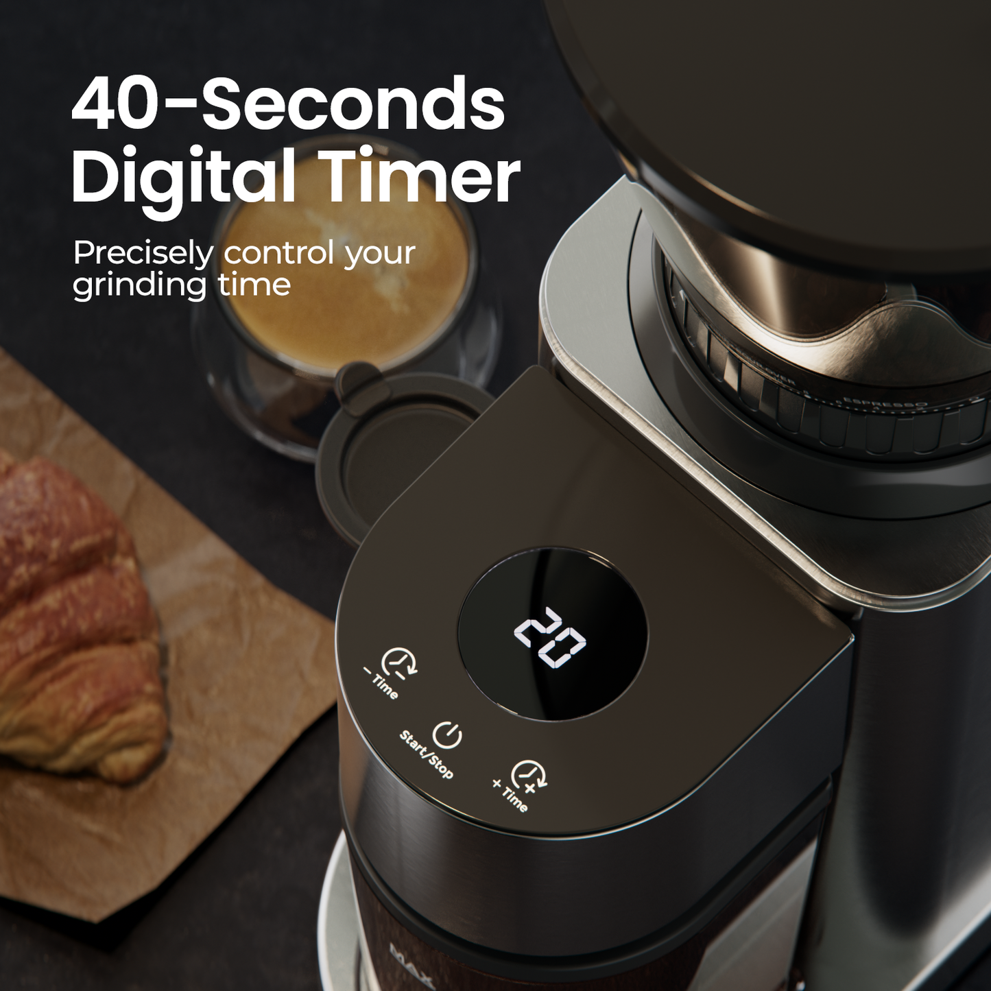 JZ.CAFE Conical Burr Espresso Coffee Grinder with Touchscreen
