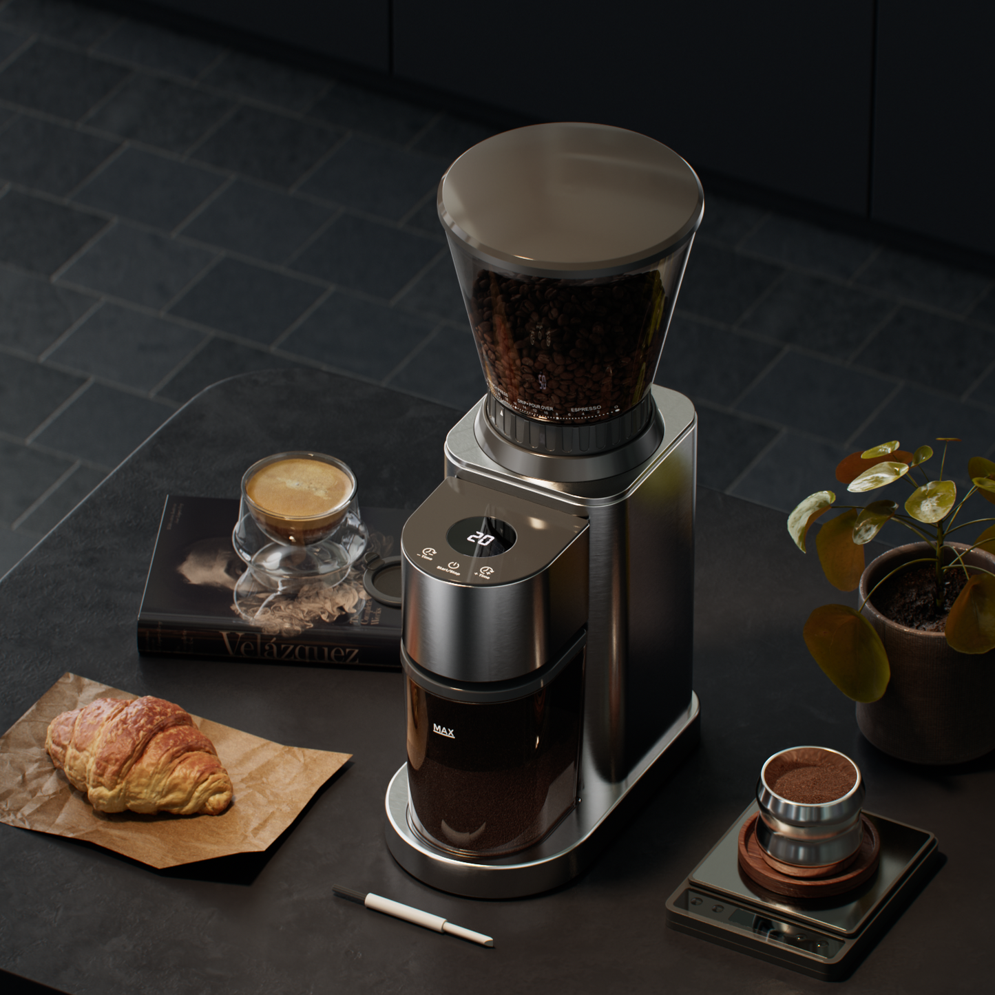 JZ.CAFE Conical Burr Espresso Coffee Grinder with Touchscreen