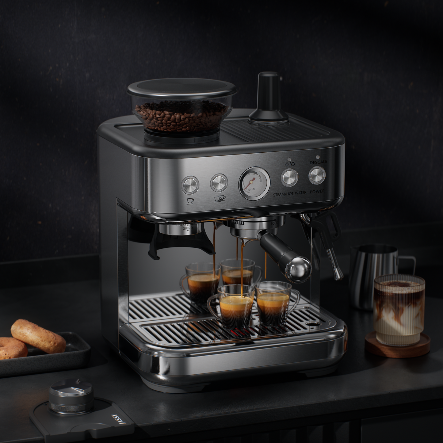 JZ.CAFE Espresso Machine Coffee Maker with Grinder