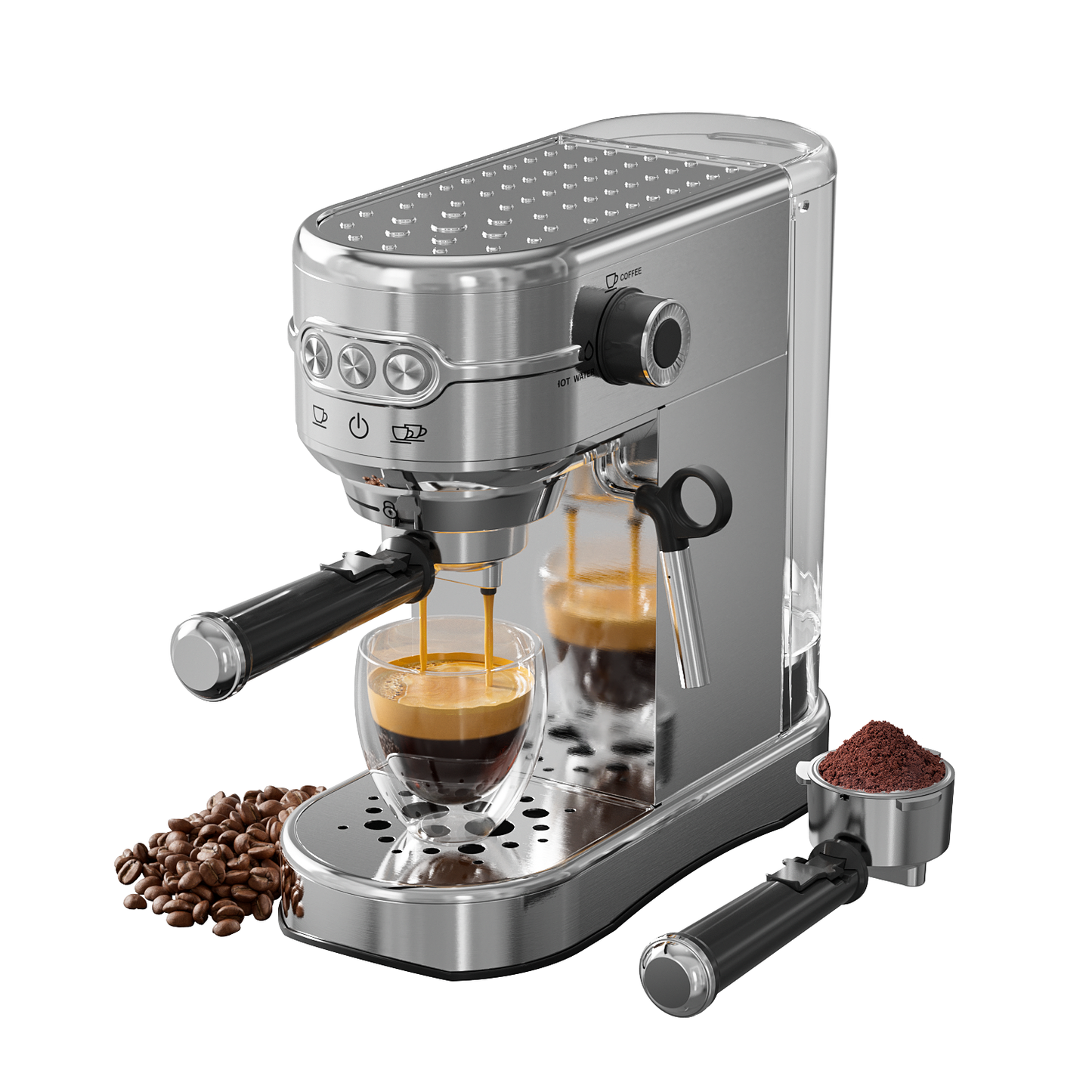 JZ.CAFE 20Bar Coffee Maker for Coffee Powder with Foaming Steam Wand