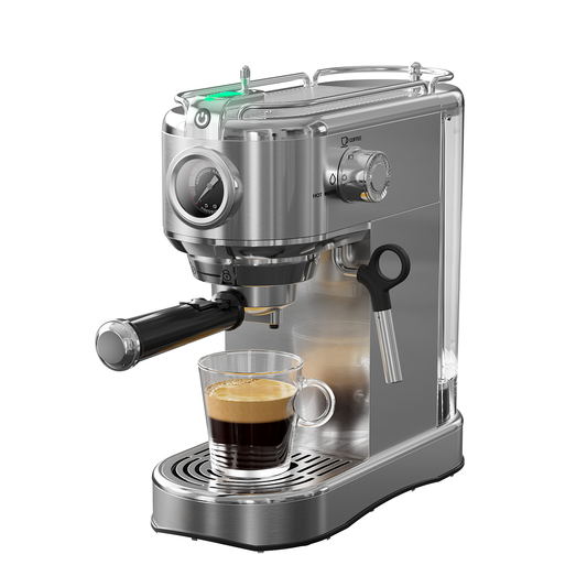 JZ.CAFE 1450W Semi-Automatic Espresso Machine with 34oz Removable Water Tank, Industrial Style Design